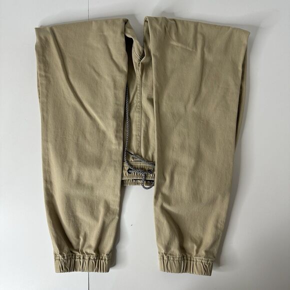 Aeropostale Stretch Jogger Khaki Pants Mens Sz S Tan Drawstring Pull On Casual - Picture 4 of 12